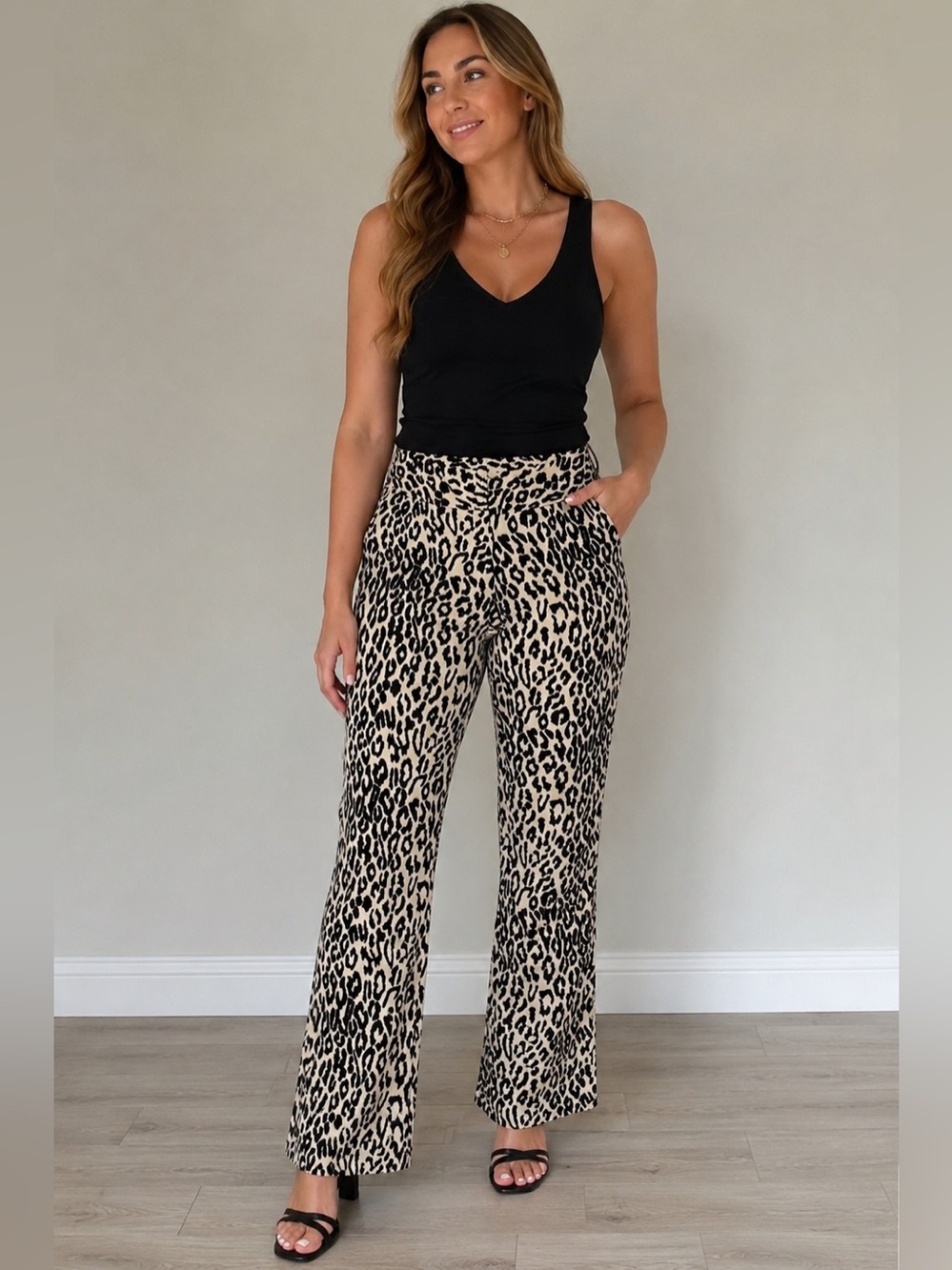 Tracy Reese Leopard Print Silk Blend Bootcut Pants Size 6